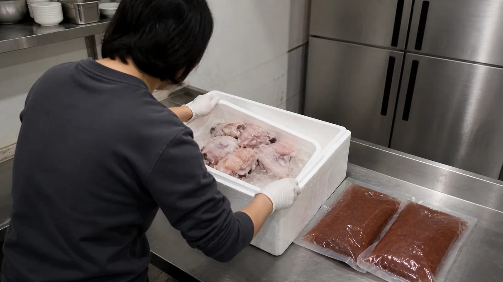 아구 원물과 소스의 입고 상태를 함께 확인하는 예비 점주